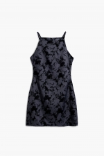 Rochie mini gri cu print floral și bretele X