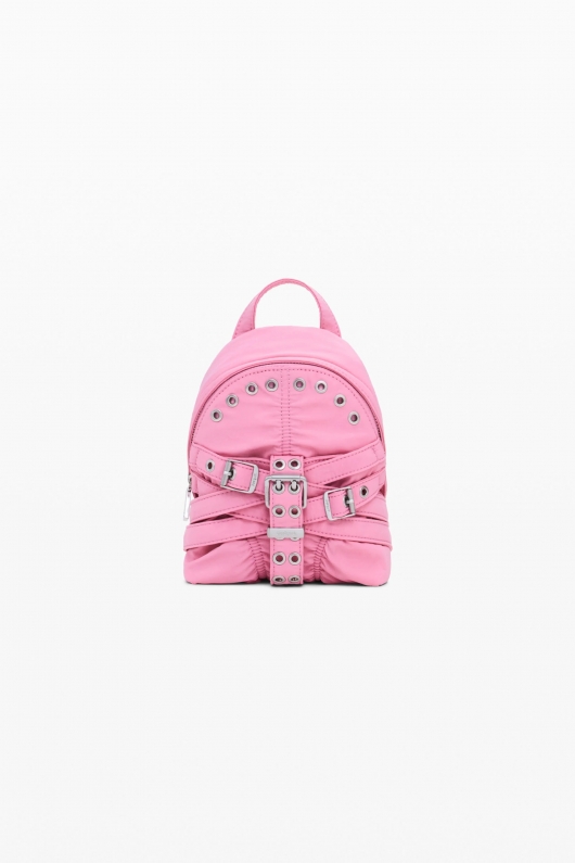 Rucsac mini roz lucios din nylon reciclabil