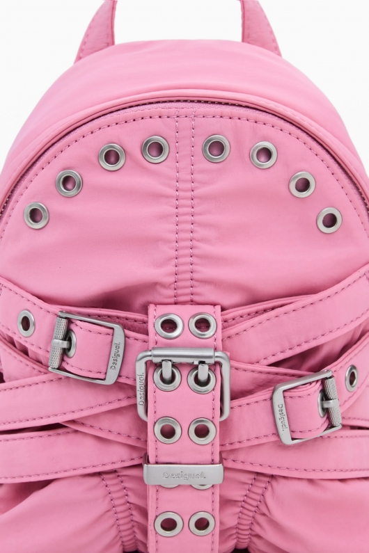 Rucsac mini roz lucios din nylon reciclabil