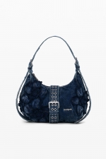 Geantă crossbody din denim albastru cu clapetă