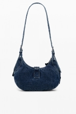 Geantă crossbody din denim albastru cu clapetă