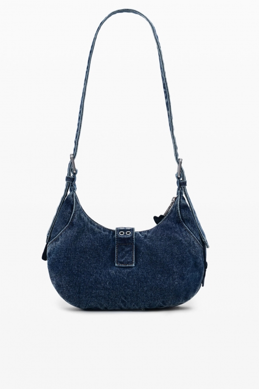 Geantă crossbody din denim albastru cu clapetă