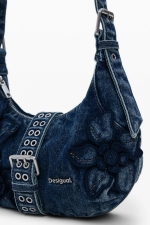 Geantă crossbody din denim albastru cu clapetă
