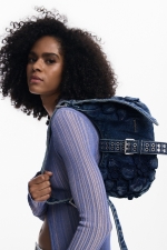 Geantă crossbody din denim albastru cu clapetă