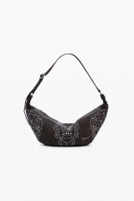 Geantă banană maro cu ținte și fermoar