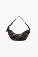 Geantă semilună maro patchwork crossbody