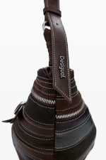 Geantă semilună maro patchwork crossbody