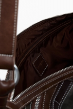 Geantă semilună maro patchwork crossbody