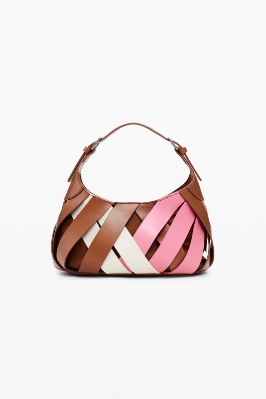 Geantă de umăr multicoloră cu model geometric