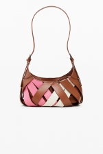 Geantă de umăr multicoloră cu model geometric