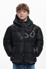 Geacă puffer neagră copii cu print Spiderman™
