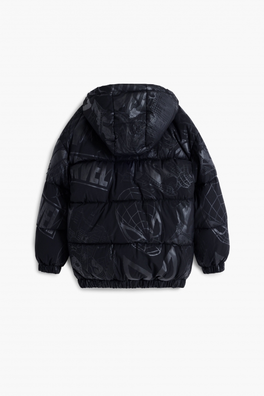 Geacă puffer neagră copii cu print Spiderman™