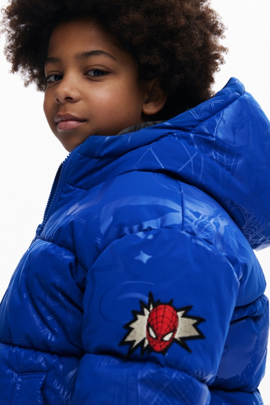 Geacă puffer albastră copii cu print Spiderman™