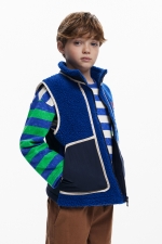 Jachetă utility neagră cu vestă teddy detașabilă