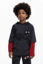 Bluză negru-gri cu glugă și print Spiderman™