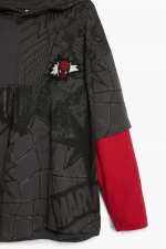 Bluză negru-gri cu glugă și print Spiderman™