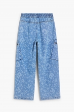 Pantaloni denim baggy cargo, albastru deschis