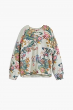 Pulover multicolor cu print artistic și guler rotund pentru copii