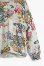 Pulover multicolor cu print artistic și guler rotund pentru copii
