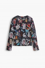 Bluză slim reiată cu print multicolor cu animale