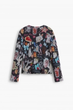 Bluză slim reiată cu print multicolor cu animale
