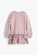 Rochie roz scurtă cu broderie fluture și mărgele