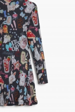 Rochie scurtă skater cu print multicolor pisici