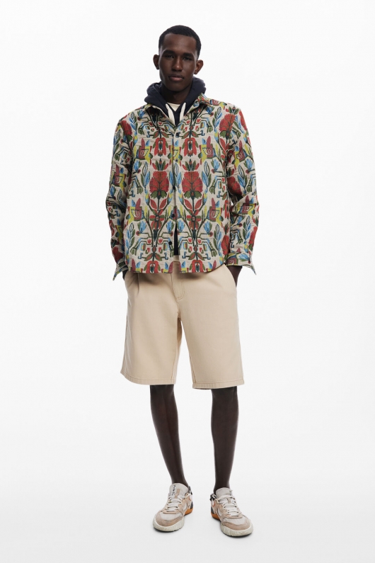 Cămașă multicoloră cu print boho jacquard