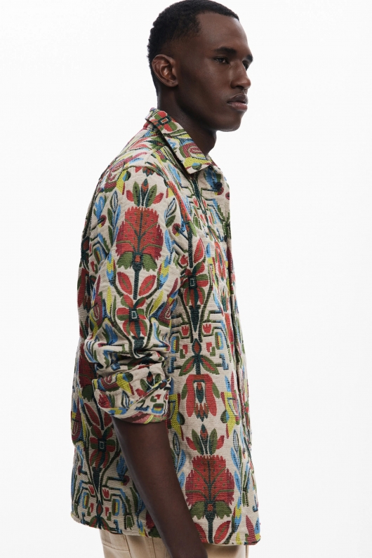 Cămașă multicoloră cu print boho jacquard