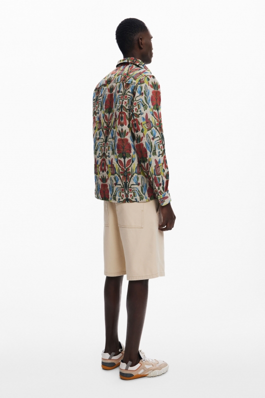 Cămașă multicoloră cu print boho jacquard