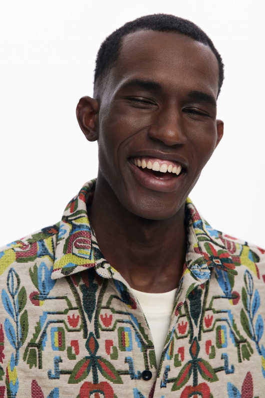 Cămașă multicoloră cu print boho jacquard