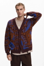 Cardigan paisley multicolor cu nasturi