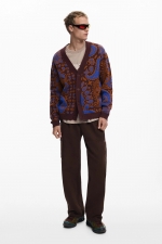 Cardigan paisley multicolor cu nasturi