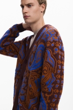 Cardigan paisley multicolor cu nasturi