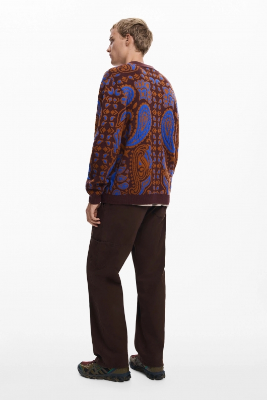 Cardigan paisley multicolor cu nasturi