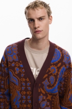 Cardigan paisley multicolor cu nasturi