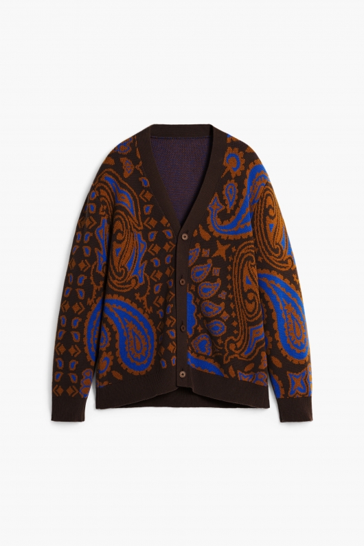 Cardigan paisley multicolor cu nasturi