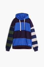 Hanorac cu glugă în dungi multicolore din fleece