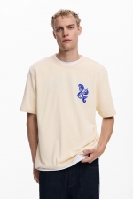 Tricou bej cu imprimeu paisley multicolor