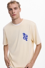 Tricou bej cu imprimeu paisley multicolor