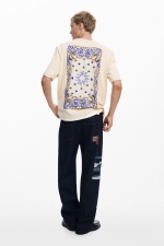 Tricou bej cu imprimeu paisley multicolor