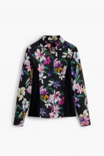 Cămașă slim cu imprimeu floral și mâneci lungi