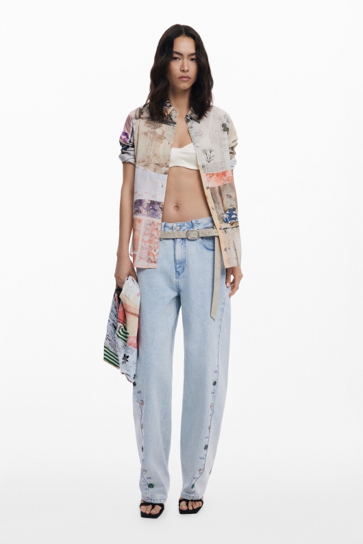 Cămașă multicoloră cu print boho vintage