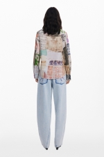 Cămașă multicoloră cu print boho vintage