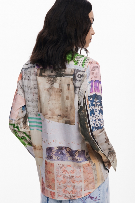 Cămașă multicoloră cu print boho vintage
