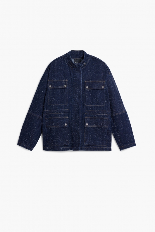 Jachetă denim scurtă trucker cu efect uzat