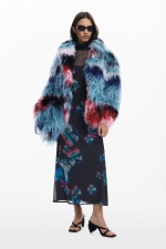 Jachetă scurtă oversize din blană eco degrade