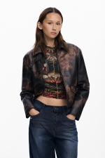 Jachetă tie-dye multicoloră din piele ecologică