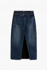 Fustă midi dreaptă din denim albastru închis