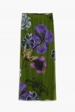 Fustă creion midi verde din tulle floral